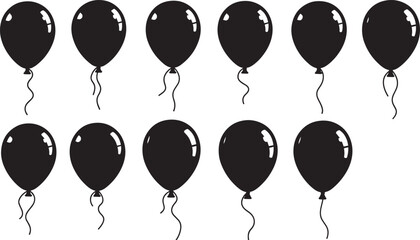 Obraz premium Birthday party celebration balloons silhouettes for festive events