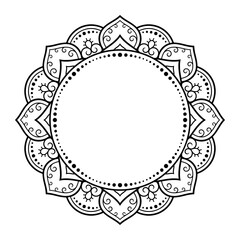 Frame in eastern tradition. Stylized with henna tattoos decorative pattern for decorating covers for book, notebook, casket, magazine, postcard and folder. Flower border in mehndi style.