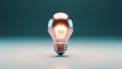 Abstract Golden Light Bulb with Glow - 3D Render
