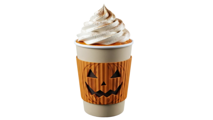 Pumpkin Spice Latte with Jack-o'-lantern Sleeve