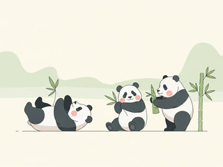 笹で遊ぶパンダ