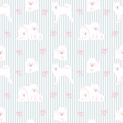 Adorable white Samoyed puppy PNG illustration. Cute fluffy dog perfect for pet designs, kids graphics, stickers, cards, posters, social media, and creative projects.