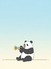 ラッパを吹くパンダ