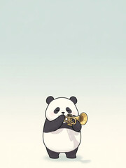 ラッパを吹くゆるキャラパンダ