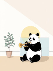 ラッパを吹くパンダ