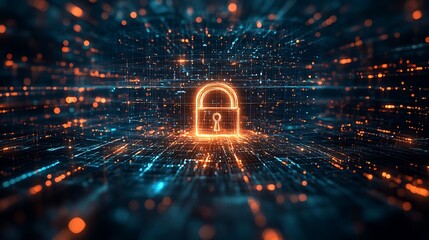 Cybersecurity shield protecting digital data and network infrastructure