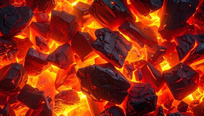 暗い背景の中で赤と橙のエンバーが柔らかく光り続ける。
炎の形はなく、炭の奥で脈打つ微かな光が静かで安定した熱感を生む。