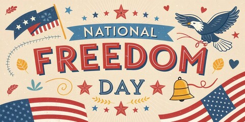 Obraz premium National Freedom Day celebration with flags and eagle