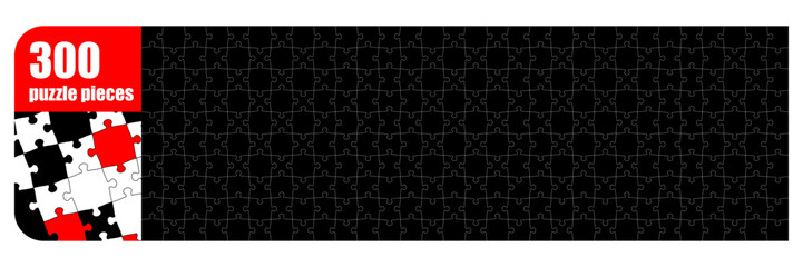 A 300-piece puzzle template in panoramic format for creating custom designs and activities for children and adults.
