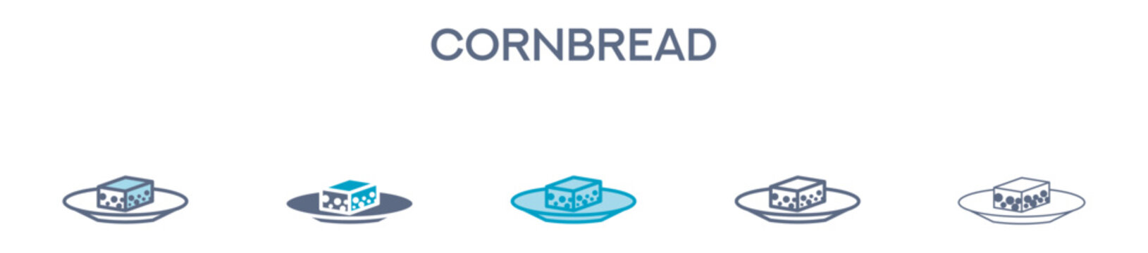 Cornbread Element For Design Graphic - Multi Styles. Vector Illustration Of Two Colored And Black. Multiple Icons Designs Can Be Used For Mobile, Ui, Web 