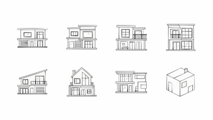 Collection of Hand Drawn Architectural House Designs.