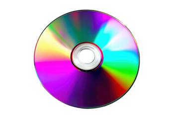 A colorful CD with a rainbow design. The colors are vibrant and the design is eye-catching, png