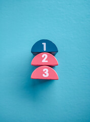 Wooden blocks with numbers first, second, and third.&nbsp;Task priority and management concept. The order of priority in any activity. Set work priority.