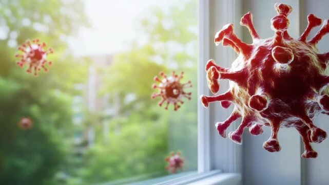 Global Pandemic: Microscopic illustrations of a deadly virus particle, bringing a global threat. Highlighting the global crisis with a scientific understanding