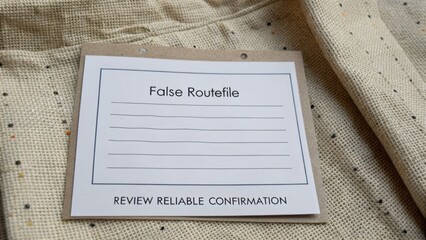 Close-Up of Textile Material with Label Indicating False Routefile for Quality Assurance and Verification Process