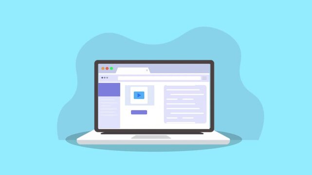 Modern Laptop Displaying Web Page with Content and Images.