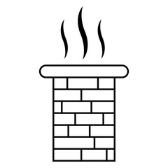 Brick chimney with rising smoke icon for heating and fireplace design