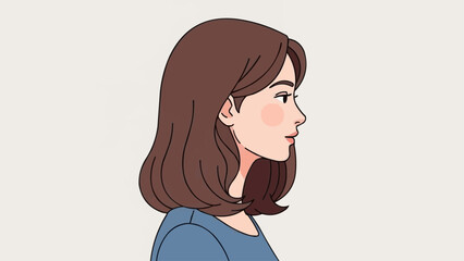 Profile Portrait of a Young Woman with Brown Hair. © Ale