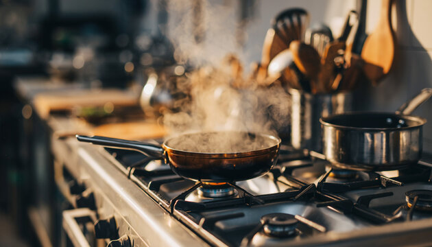Warm Food Abstract Background with Cozy Kitchen Light and Wooden Texture