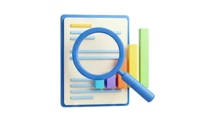 Magnifying glass over financial chart