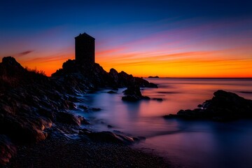Coastal Tower at Sunset