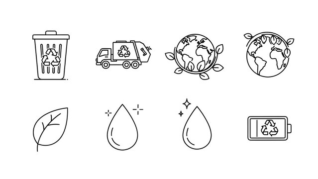 Set of Thin Line Recycling Icons