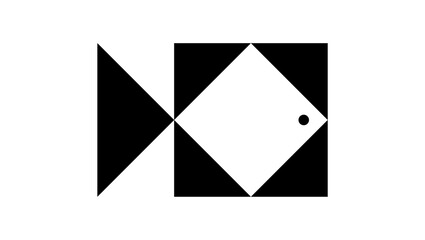 fish geometric logo , black isolated silhouette