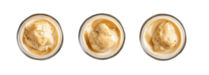 Top view of Affogato coffee creamy delight on transparent background food