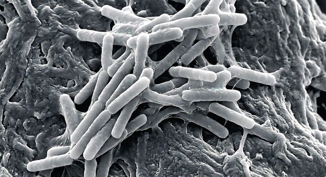 bacteria scanning electron microscope micrograph