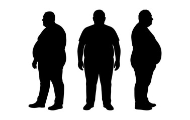 vector illustration. Silhouettes of overweight people. Big set of married couples.	