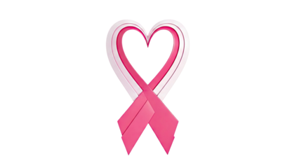 Pink Ribbon Heart Shape for Breast Cancer Awareness