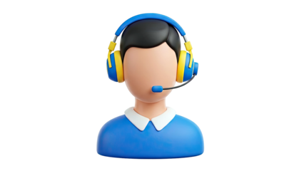 3D Stylized Customer Service Representative with Blue and Yellow Headset