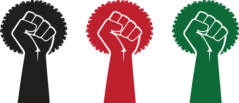 African Power Fist with Afro Hair Silhouette Black History Empowerment Symbol