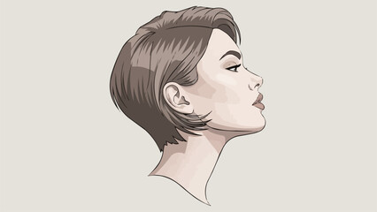 Elegant Woman Profile Portrait Illustration. © Adol