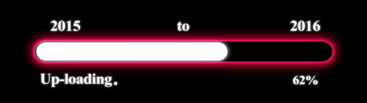 New year 2016 Up-loading bar animation, Up-loading bar from 2015 to 2016 new year transfer animation. Almost reaching New Year on black background. Welcoming the happy new year 2016. Alpha channel.
