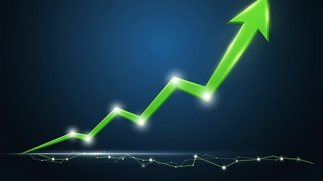 Green Arrow Graph Showing Steady Increase.