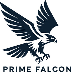 Fototapeta premium Powerful falcon logo with dynamic wings, symbolizing speed, freedom, vision, and leadership, perfect for sports teams, security, and premium branding.