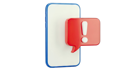 Smartphone with red exclamation mark notification bubble