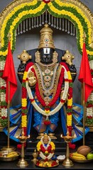 Obraz premium Explore lord venkateswara tirupati balaji deity hindu god statue temple india spiritual darshan