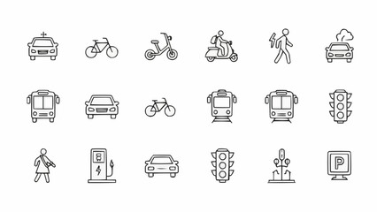Set of Transportation Icons and Symbols.