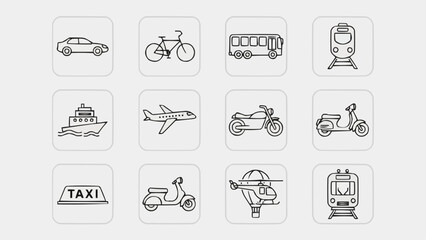 Collection of Hand Drawn Transportation Icons.