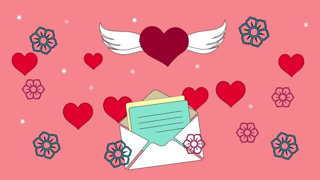Animated heart pattern background with soft colors and gentle motion creating a romantic and playful atmosphere suitable for love themes valentine projects celebrations and decorative motion graphics.