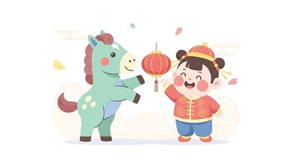 Naklejka premium Chinese new year celebration illustration
