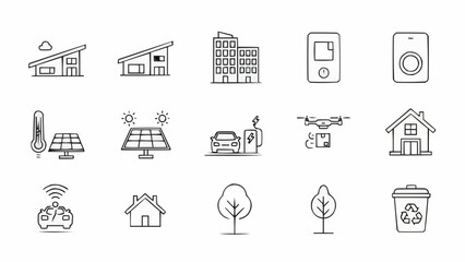 Smart Home Technology Icons Set Vector Illustration.