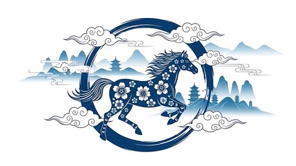 Chinese new year horse illustration
