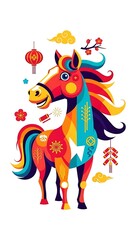 Colorful illustration of the chinese zodiac horse