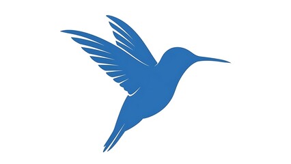 Obraz premium Blue hummingbird silhouette on white background vector