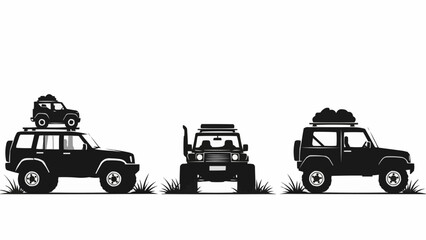 Naklejka premium Three Off Road Vehicles Silhouettes with Luggage Racks.