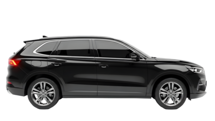 Black suv isolated on transparent background with sleek design and modern features