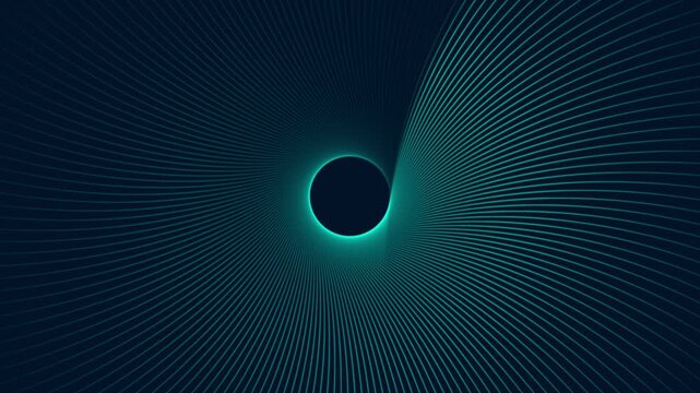 Blue neon laser spiral wavy lines abstract technology background. Circular segmented spinner, glowing lines, seamless looping rotating loader. Futuristic UI video animation Ultra HD 4K 3840x2160